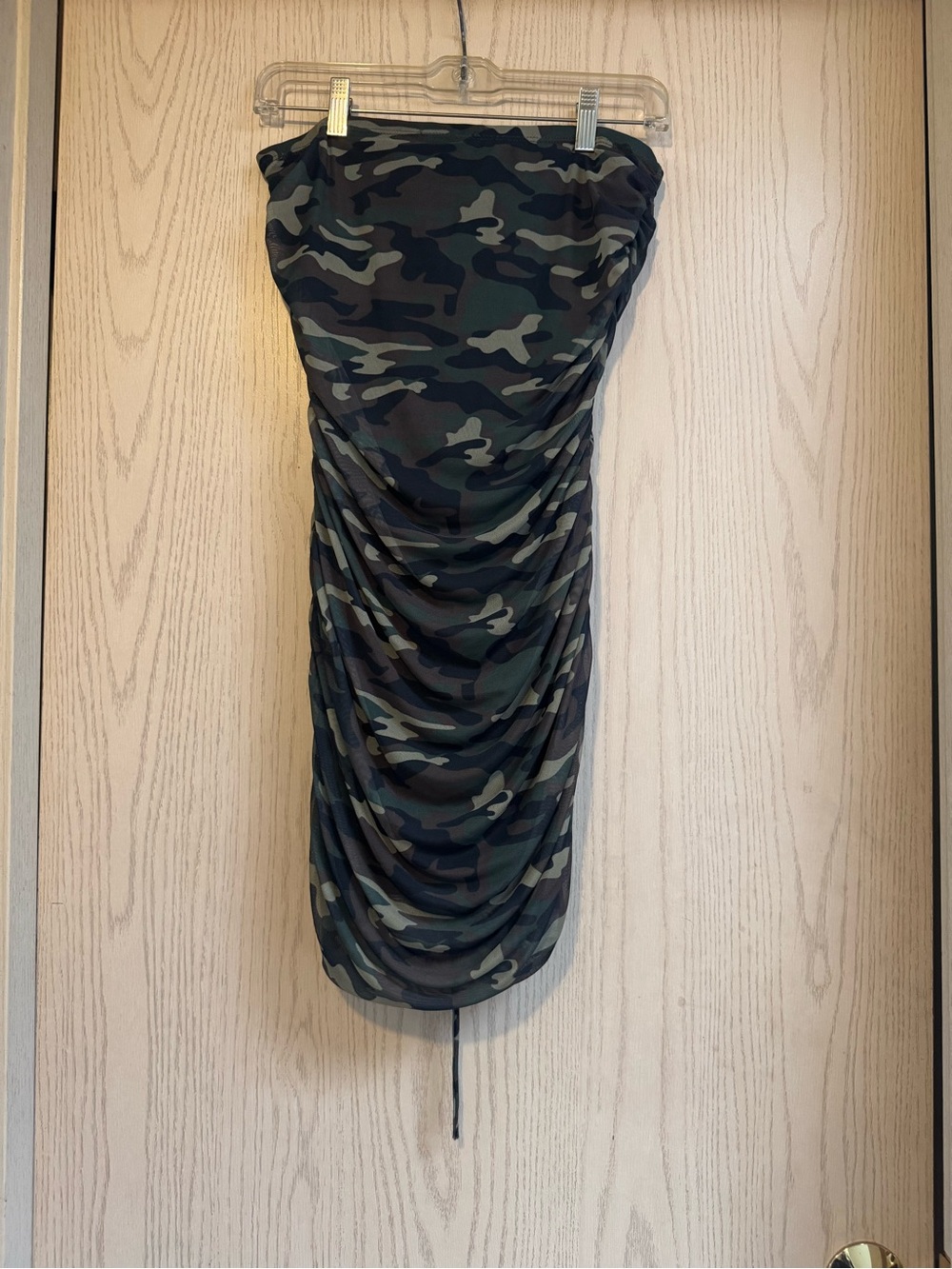 NEW Fashion Nova "Military School" Camo Ruched Front Mini Dress size Large - Picture 3 of 4